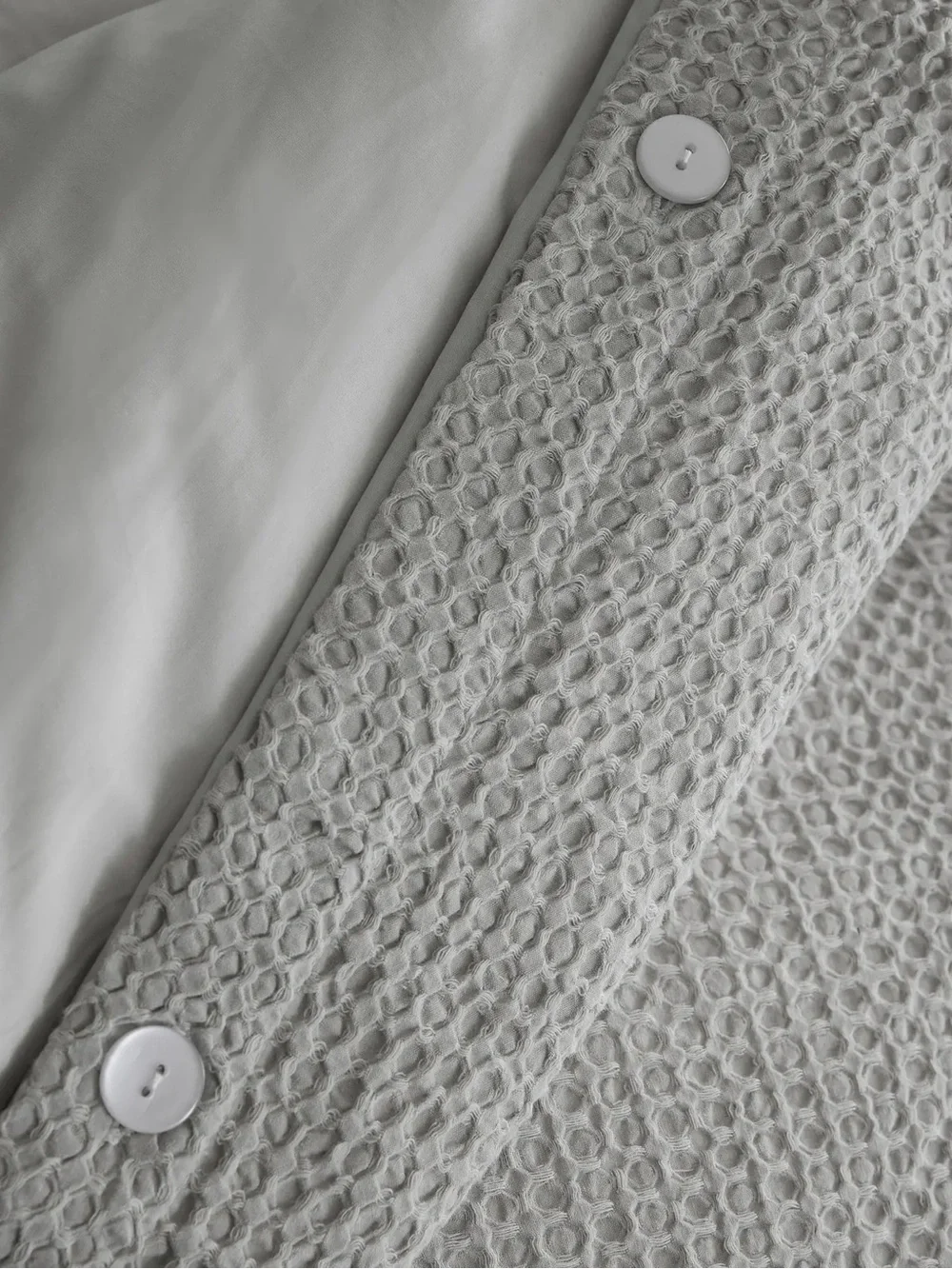 NWT QUINCE Organic Luxe Waffle Honeycomb Duvet Cover Set Lt Grey King/CalKing